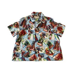 Bode Camp-Collar Printed Cotton-Seersucker Shirt | Postcard Short Sleeve L/XL